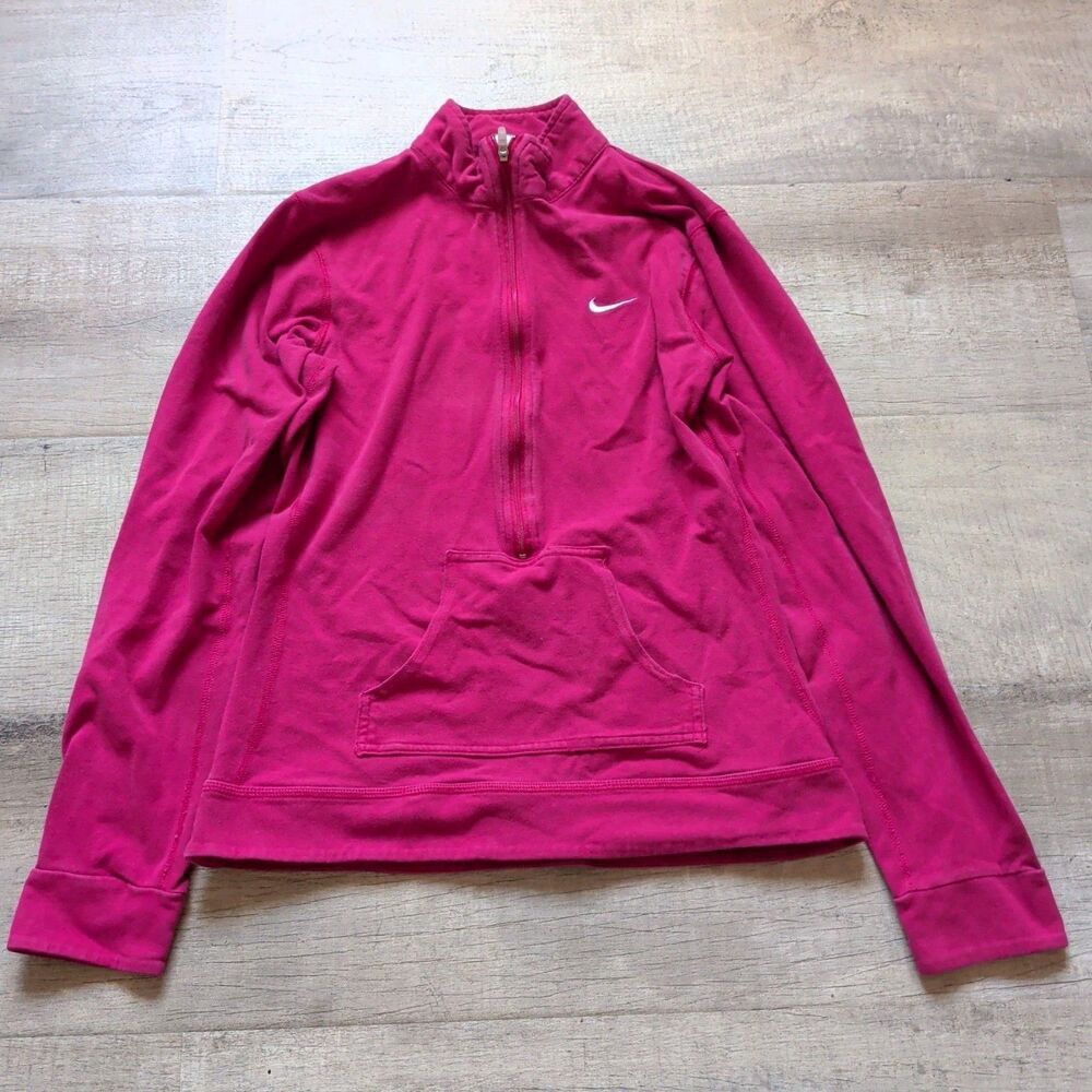 Vtg Y2K Nike 1/4 Zip Pullover Hoodie Pink Women's Size XS Athletic Gym